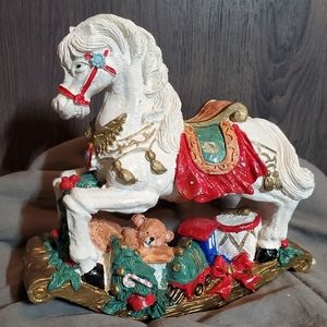 Vintage Holiday Rocking Horse Decor Christmas toy mantle decor train tree presen
